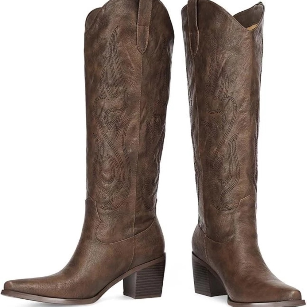 Pasuot Western Cowboy Boots for Women - Knee High Wide Calf Cowgirl Boots...